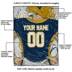 customized west virginia mountaineers player sketch blue gray quilt blanket best selling