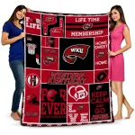 customized western kentucky hilltoppers helmet passion red quilt blanket best selling