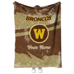 customized western michigan broncos brushstroke layers brown quilt blanket best selling