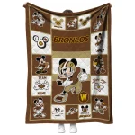 customized western michigan broncos mickey crimson brown white quilt blanket best selling