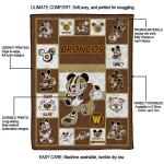 customized western michigan broncos mickey crimson brown white quilt blanket best selling
