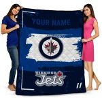 customized winnipeg jets grunge patch blue white quilt blanket best selling