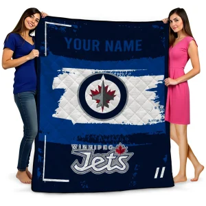 customized winnipeg jets grunge patch blue white quilt blanket best selling