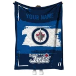 customized winnipeg jets grunge patch blue white quilt blanket best selling