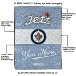 customized winnipeg jets pinstripe lines blue white quilt blanket best selling