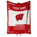 customized wisconsin badgers grunge patch red white quilt blanket best selling