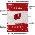customized wisconsin badgers grunge patch red white quilt blanket best selling