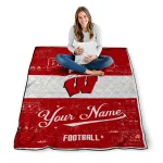 customized wisconsin badgers hibiscus burst red white quilt blanket best selling