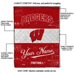customized wisconsin badgers hibiscus burst red white quilt blanket best selling