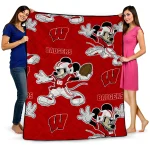 Customized Wisconsin Badgers Mickey Football Red Quilt Blanket 1 customized wisconsin badgers mickey football red quilt blanket best selling