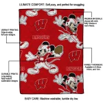 customized wisconsin badgers mickey football red quilt blanket best selling