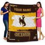 customized wyoming cowboys grunge patch brown white quilt blanket best selling