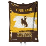 customized wyoming cowboys grunge patch brown white quilt blanket best selling