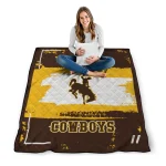 customized wyoming cowboys grunge patch brown white quilt blanket best selling