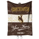 customized wyoming cowboys hibiscus burst brown white quilt blanket best selling