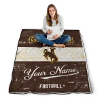 customized wyoming cowboys hibiscus burst brown white quilt blanket best selling