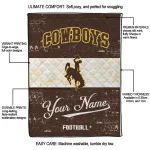 customized wyoming cowboys hibiscus burst brown white quilt blanket best selling