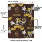 customized wyoming cowboys mickey football brown quilt blanket best selling