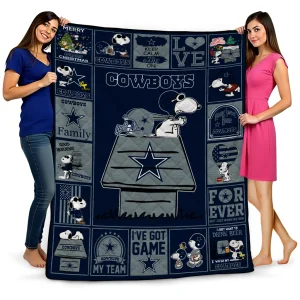 dallas cowboys snoopy love blue quilt blanket best selling
