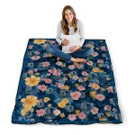 dallas mavericks hibiscus foliage blue quilt blanket best selling