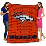 denver broncos brick grid orange quilt blanket best selling