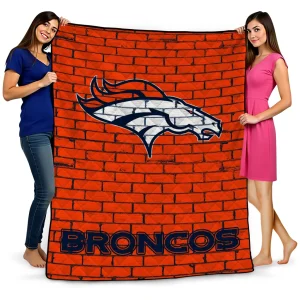 denver broncos brick grid orange quilt blanket best selling