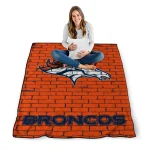 denver broncos brick grid orange quilt blanket best selling