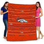 denver broncos handdrawn stripes orange quilt blanket best selling