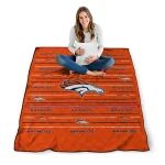 denver broncos handdrawn stripes orange quilt blanket best selling