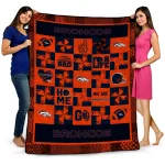 denver broncos helmet heart orange quilt blanket best selling