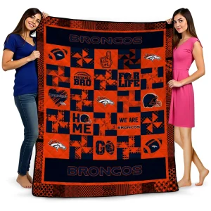 denver broncos helmet heart orange quilt blanket best selling