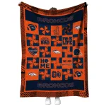 denver broncos helmet heart orange quilt blanket best selling