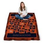 denver broncos helmet heart orange quilt blanket best selling