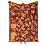 denver broncos hibiscus foliage orange quilt blanket best selling