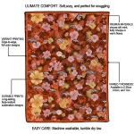 denver broncos hibiscus foliage orange quilt blanket best selling