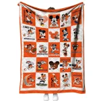 denver broncos mickey pattern orange white quilt blanket best selling