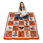 denver broncos mickey pattern orange white quilt blanket best selling