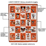 denver broncos mickey pattern orange white quilt blanket best selling