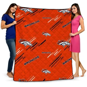 denver broncos sketch lines orange quilt blanket best selling