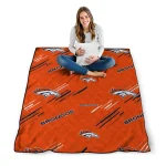 denver broncos sketch lines orange quilt blanket best selling