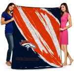 denver broncos stroke art orange white quilt blanket best selling