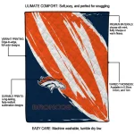 denver broncos stroke art orange white quilt blanket best selling