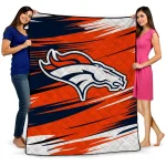 denver broncos wild lines orange white quilt blanket best selling