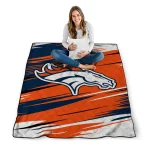 denver broncos wild lines orange white quilt blanket best selling