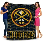 denver nuggets brick grid blue quilt blanket best selling