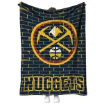 denver nuggets brick grid blue quilt blanket best selling
