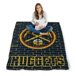 denver nuggets brick grid blue quilt blanket best selling