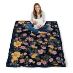 denver nuggets hibiscus foliage blue quilt blanket best selling