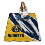 denver nuggets stroke art blue white quilt blanket best selling