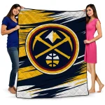 Denver Nuggets Wild Lines Blue White Quilt Blanket 1 denver nuggets wild lines blue white quilt blanket best selling